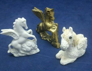 3 Pegasus Figurines By Stone Critters,  Gatco & Aldon F