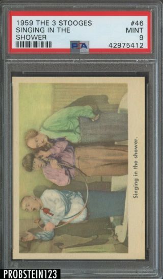 1959 Fleer The 3 Three Stooges 46 Singing In The Shower Psa 9