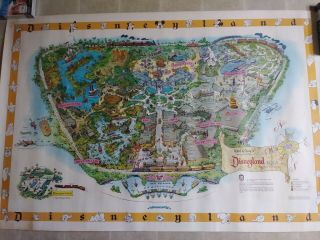 1958 Disneyland Rolled Map Never Folded 44 " X 30 "