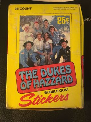 1981 Donruss Dukes Of Hazzard Sticker Complete Box With 36 Wax Packs Wow