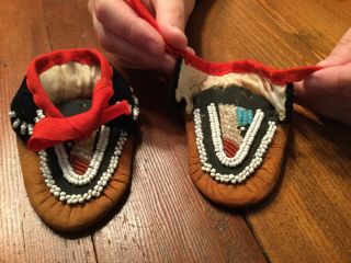 Vintage Native American Beaded Baby Moccasins.