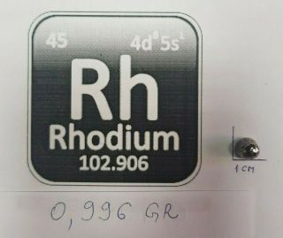0.  996 Gram Solid Rhodium Metal Element Sample 45 Pellet Bead 99.  9 Purity