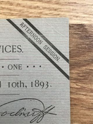 Mormon LDS Salt Lake City Temple Utah Dedication Services Ticket 1893 2