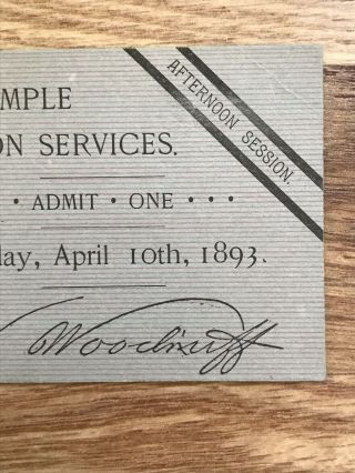 Mormon LDS Salt Lake City Temple Utah Dedication Services Ticket 1893 5
