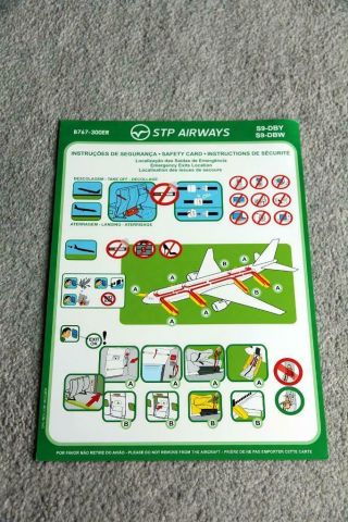 Stp Airways Boeing 767 - 300er Safety Card S9 - Dby/dbw