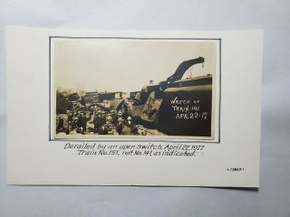 1917 Rppc Train Wreck Derailed By Open Switch Rutland Vt Photo Postcard Nr