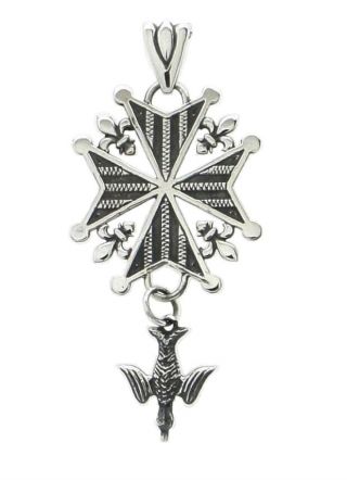 French Huguenot Cross Pendant In Sterling Silver