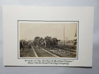 1917 Rppc Train Wreck Boston To Montreal Sleeper Rutland Vt Photo Postcard Nr