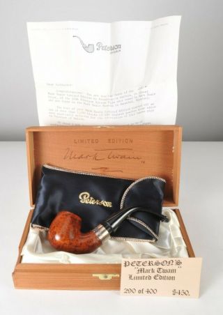Peterson Dublin Mark Twain Limited Edition Tobacco Pipe W/ Box & Papers 290/400