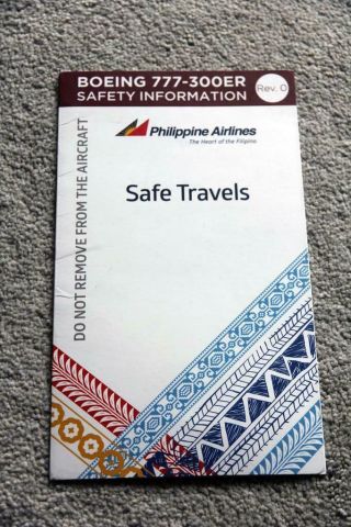 Philippine Airlines Boeing 777 - 300er Safety Card