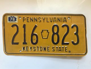 Vintage 1978 78 Pennsylvania Pa License Plate 216 823 Keystone State