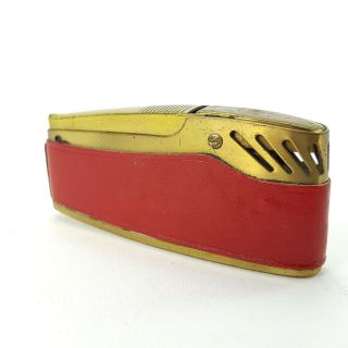 Vintage Prince Gardner Brass Red Leather Wrapped Lighter w/ Inlay Squares 3