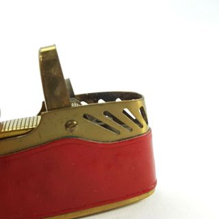 Vintage Prince Gardner Brass Red Leather Wrapped Lighter w/ Inlay Squares 4