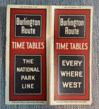Vintage Railway Railroad Train Time Table Burlington Route June - September 1935 2