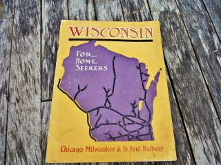 Vintage 1908 Chicago Milwaukee & St.  Paul Railway Railroad Brochure Wisconsin