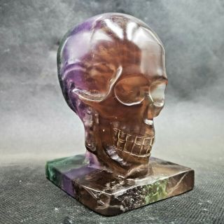 1312G Natural Fluorite Quartz Crystal Skull Hand - carved Energy Stone Healing 2