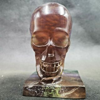 1312G Natural Fluorite Quartz Crystal Skull Hand - carved Energy Stone Healing 3