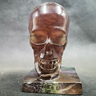 1312G Natural Fluorite Quartz Crystal Skull Hand - carved Energy Stone Healing 5