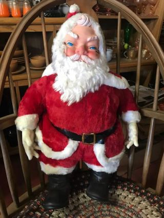 Vintage Plush Santa Claus The Rushton Co.  18” Tall Rubber Face Christmas In June