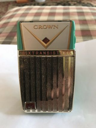 Rare Green Crown Tr - 670 Six Transistor Radio