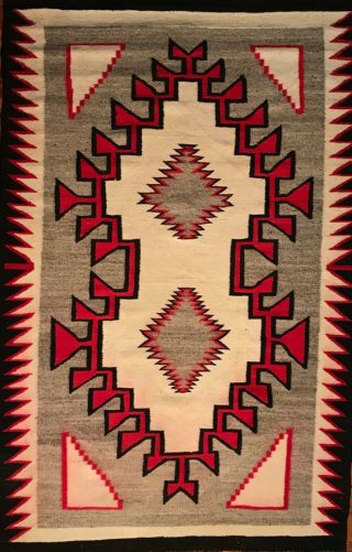 Fine Navajo Klagetoh Rug,  Striking Brown Outlined Red Designs,  C1930,  Nr