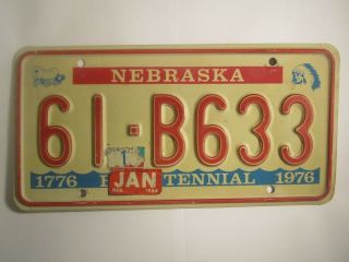 License Plate Car Tag 1976 1984 Nebraska 61 B633 [z276b]