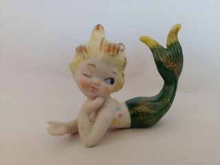 Vintage 4 " Bisque Mermaid Figurine Japan 1950s/60s Kitch