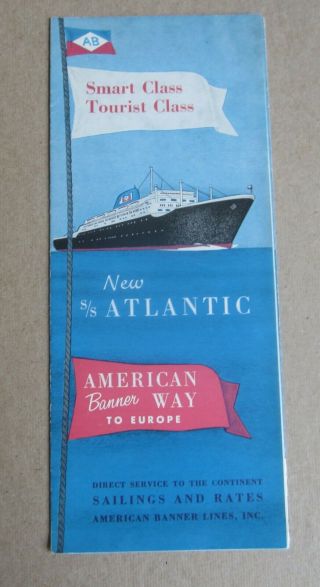 Old Vintage 1958 - Ss Atlantic Steamship - American Banner - Rates Brochure