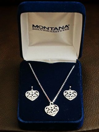 A Truly Gorgeous Hearts Necklace & Earring Set By Montana Silversmith With A Box