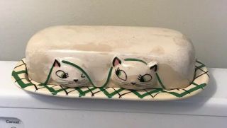 Vintage 1958 Holt Howard Cozy Kitten Cat Butter Dish Covered Ceramic Pixieware