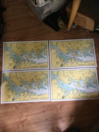 4 Vintage Chesapeake Bay Placemats Map 17.  5 " X11.  5 "