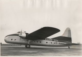 Large Vintage Photo - Silver City Airways Bristol B170 G - Amwa