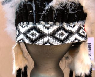 Native American Navajo Indian Headdress 36  Shadow Dancer " Black White