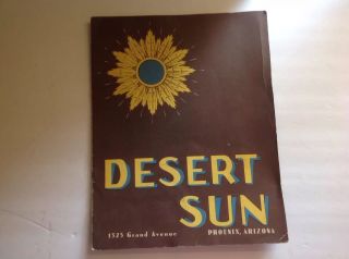 Desert Sun Restaurant,  Phoenix,  Ariz.  Vintage Tahitian Room Menu