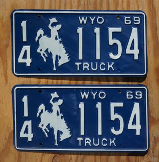 1969 Wyoming Truck License Plate Pair / Set - Unissued