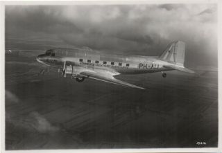 Vintage Photo - Klm Douglas Dc - 3 Ph - Ali In - Flight