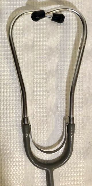 Vtg.  Stethoscope Grey Tubing & Stainless Steel/black 1940’s Marked Made In Usa