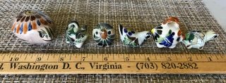 6 Tonala Mexico Ceramic Hand Painted Pottery Miniature Turtles,  Owl,  Pigs,  Bird