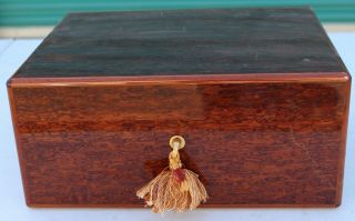 Elie Bleu Thuya Burl Wood Cigar Humidor Hygrometer Box Case W/ Key Tabletier