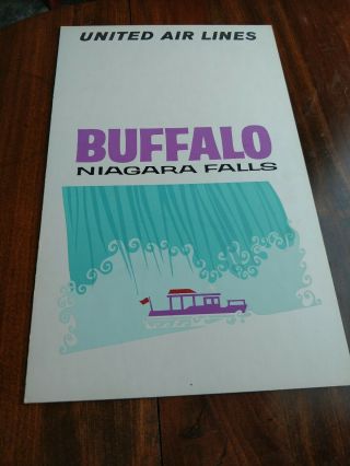 Vintage Buffalo York Niagara Falls United Airlines Poster