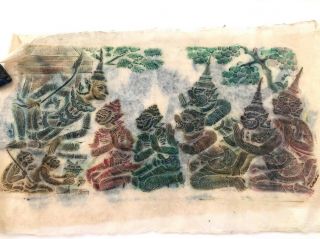3 large ASIAN THAI/CAMBODIAN TEMPLE RUBBINGS OF FIGURES 2