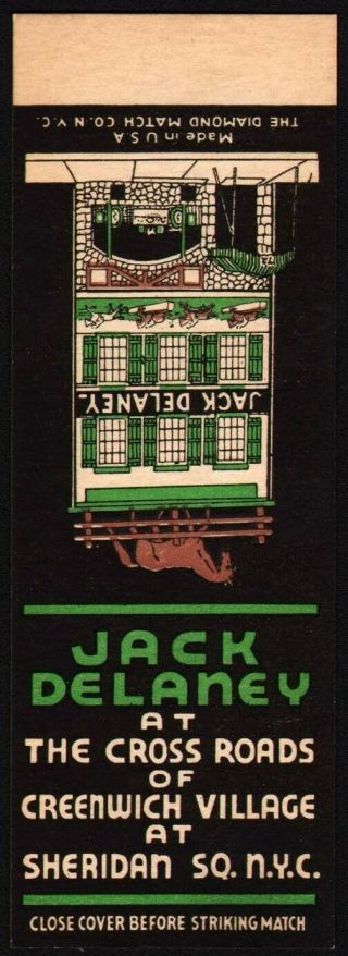 Vintage Matchbook Cover Jack Delaney Sheridan Sq York City Salesman Sample