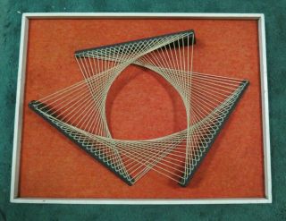 Vintage Mid Century Modern String Art Wall Hanging Nail Abstract 1960s 1970s