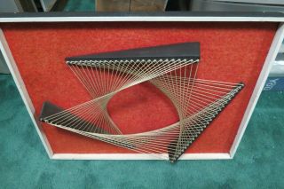 Vintage Mid Century Modern String Art Wall Hanging Nail Abstract 1960s 1970s 6