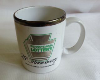 Rare Vintage Pennsylvania Lottery 25th Anniversary Coffee Mug