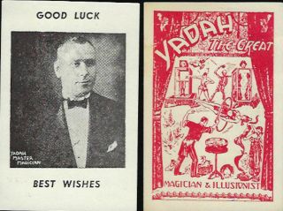 Yadah The Great Throwout Card - Good Luck Best Wishes - Photo - Joseph Yadah - 1930s - Pp