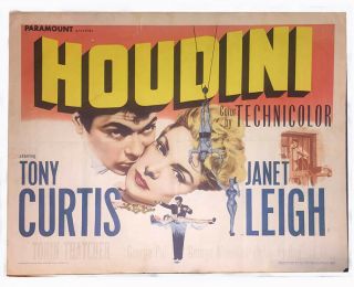 Houdini Movie Poster 1953 Window Card Ephemera Lower Rice
