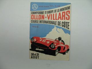 Ollon - Villars 1958 Hill Climb - Programme - Official Program - Racing