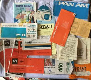 Vintage Travel Ephemera,  Tickets,  Luggage Labels,  Brochures Bea,  Boac,  Pan Am,