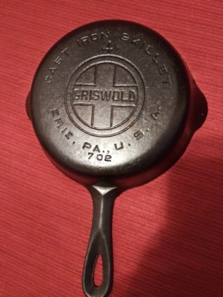 Griswold No.  4 Lbl Epu 702 Smooth Bottom Cast Iron Cooking Skillet